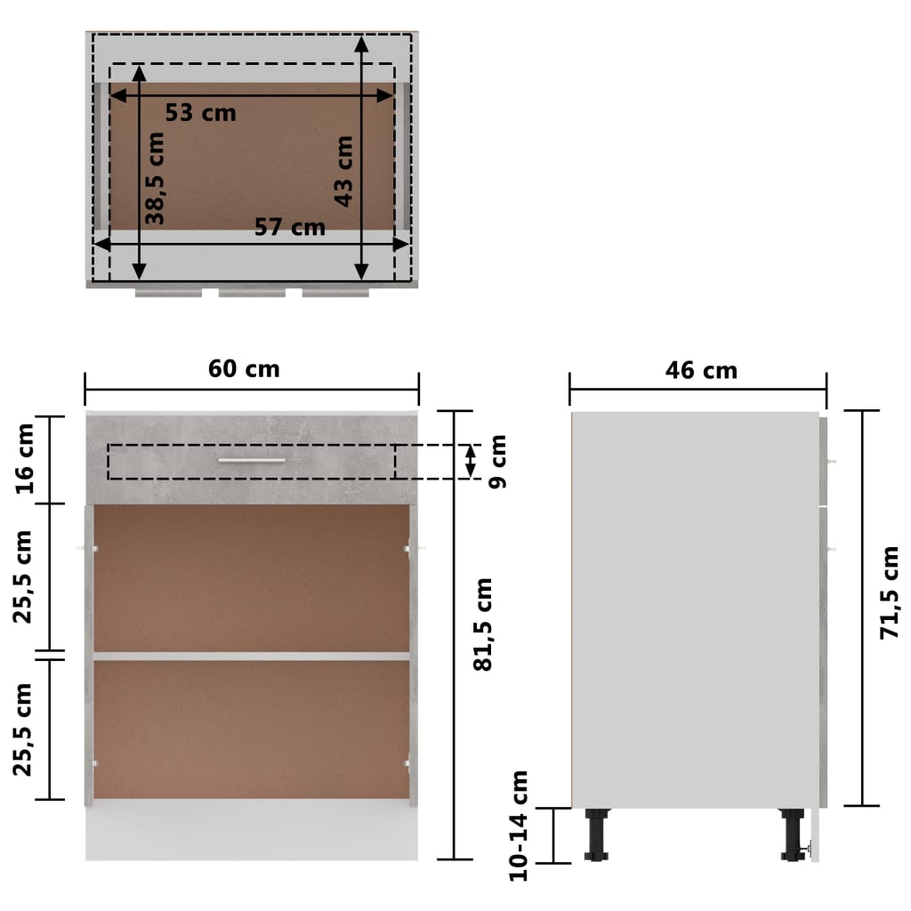 Spülenunterschrank Sonoma-Eiche 80x46x81,5 cm Holzwerkstoff