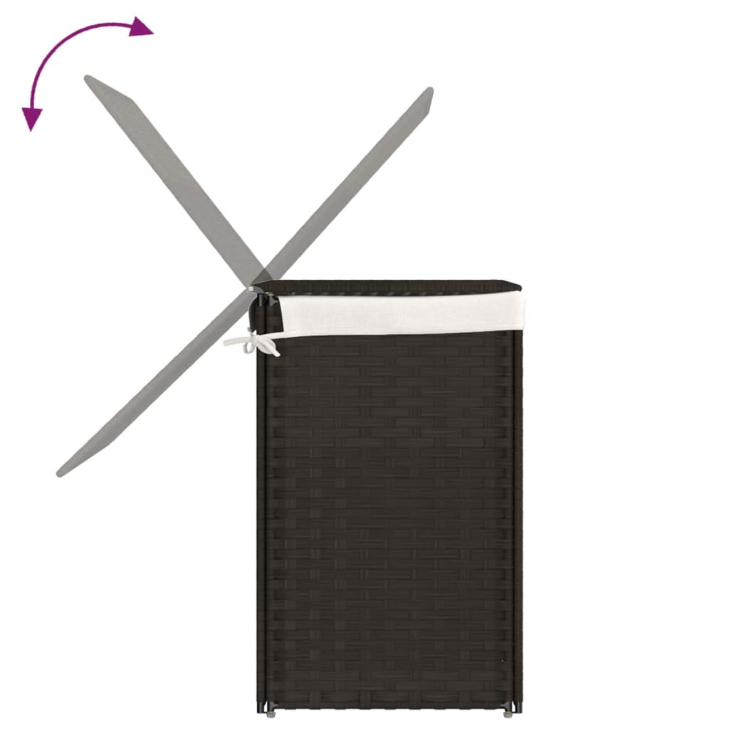 Wäschekorb mit 2 Fächern 53x35x57 cm Poly Rattan