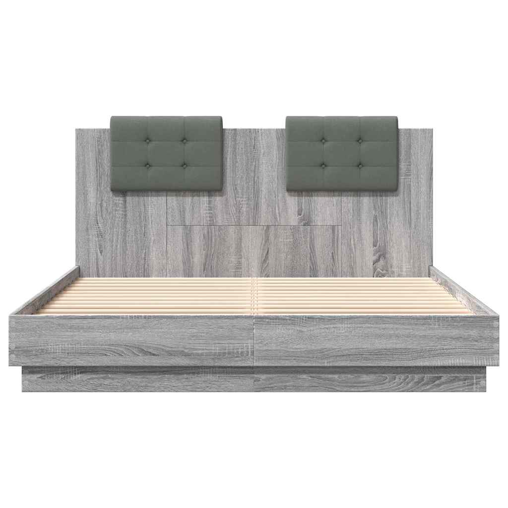 Bettgestell mit Kopfteil Grau Sonoma 180x200 cm Holzwerkstoff