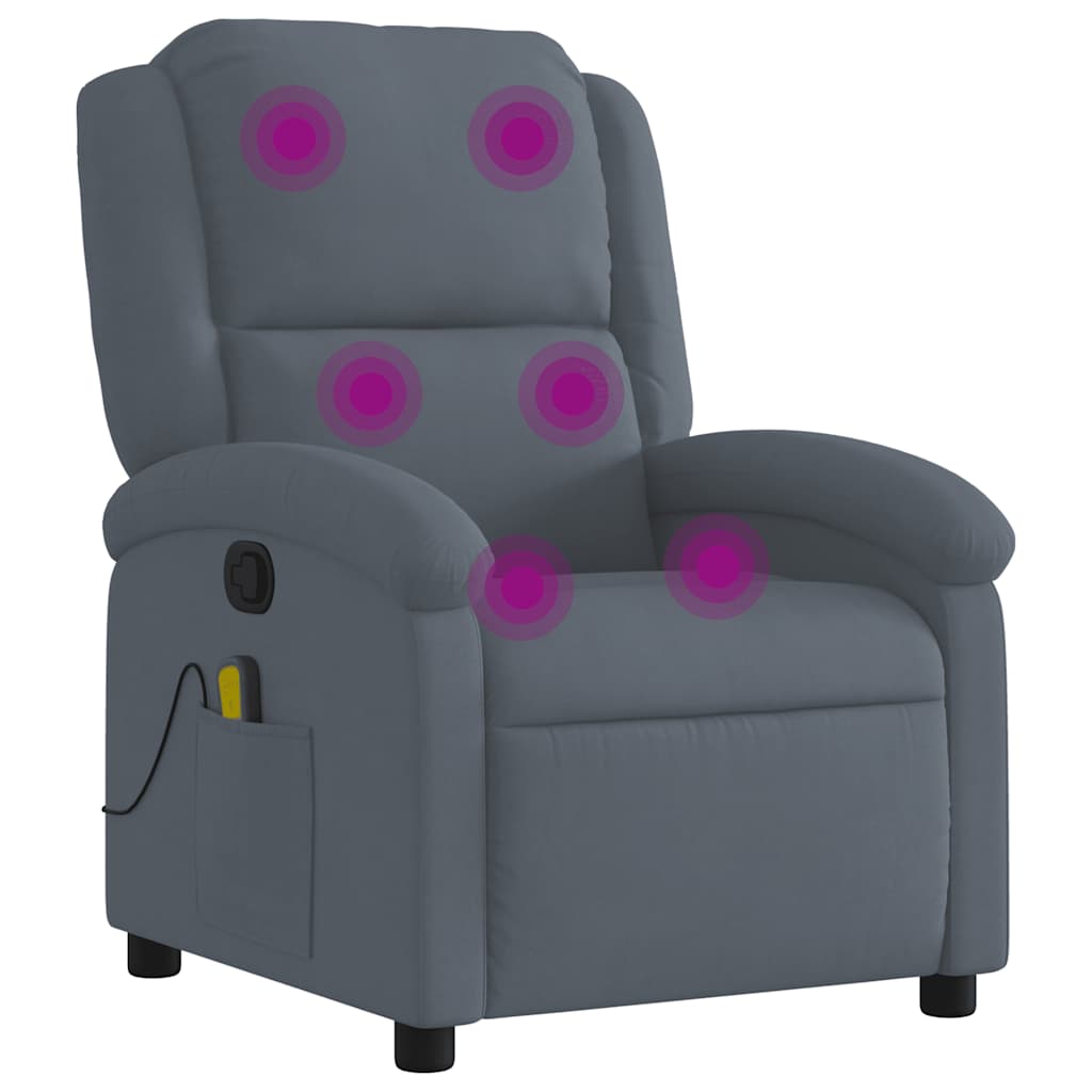 Massage-Relaxsessel, hellgrauer Samt