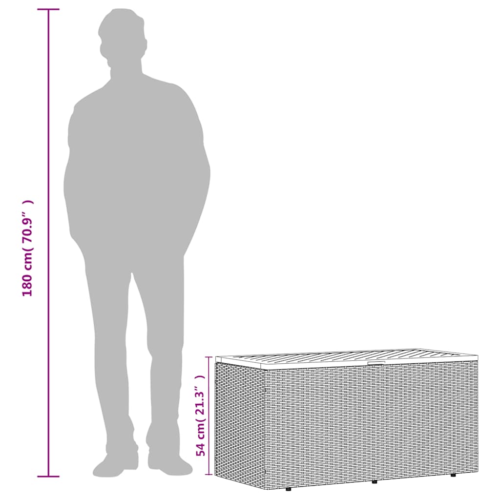 Gartentruhe Schwarz 110x50x54 cm Poly Rattan Akazienholz