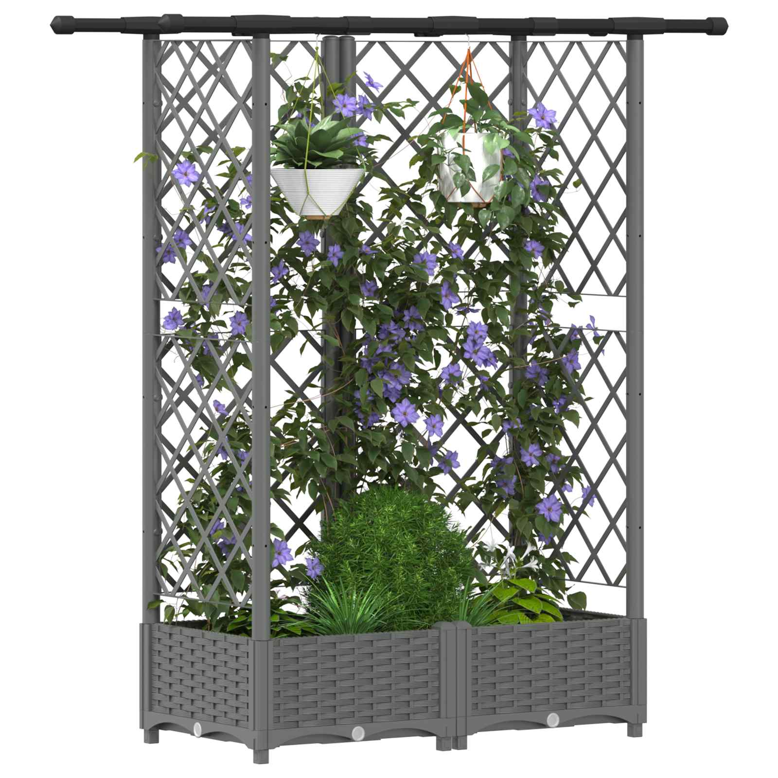 Hochbeet mit Rankgitter und Dach Braun 124 x 40 x 123 cm PP