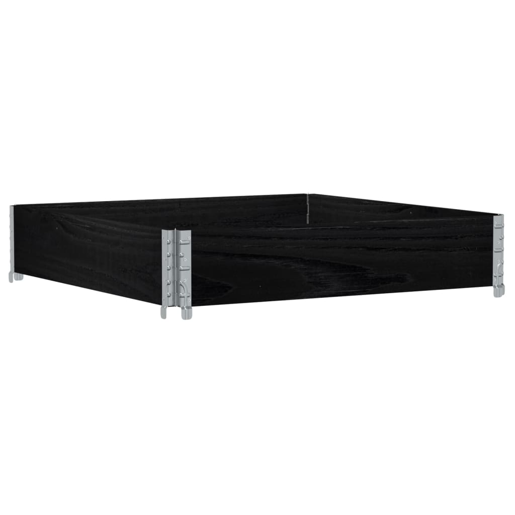 Paletten-Aufsatzrahmen Schwarz 80x60 cm Massivholz Kiefer
