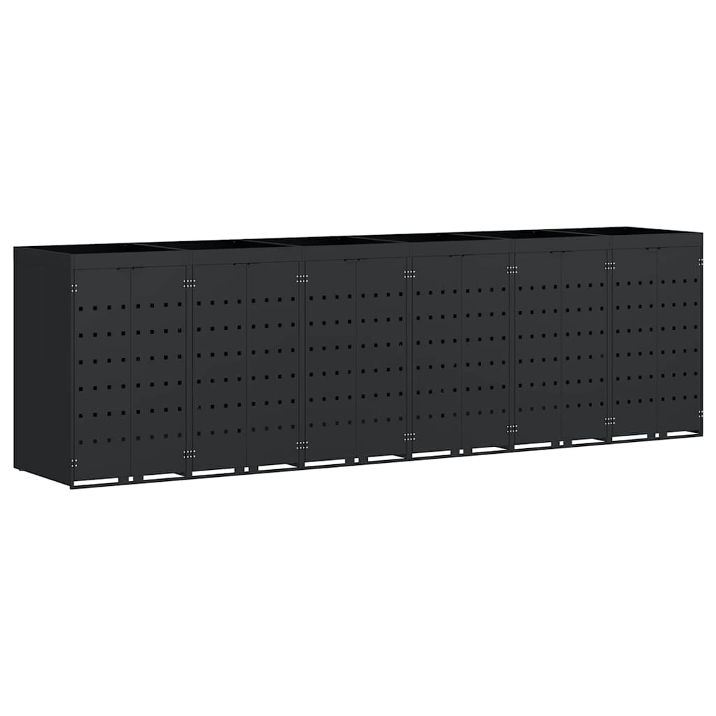Mülltonnenbox für 2 Tonnen Schwarz 138x79x117 cm Stahl