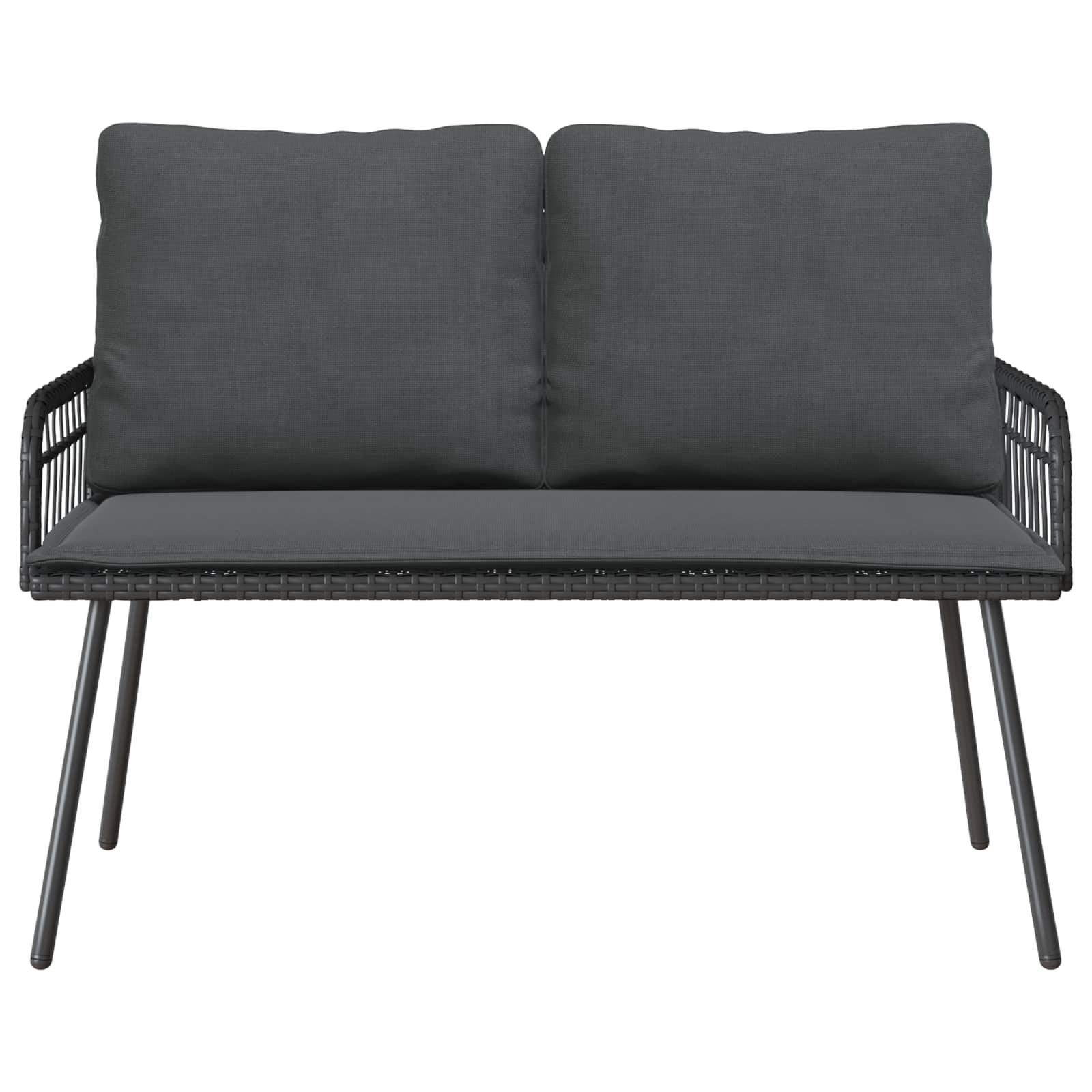 Gartensessel mit Kissen Schwarz Poly Rattan
