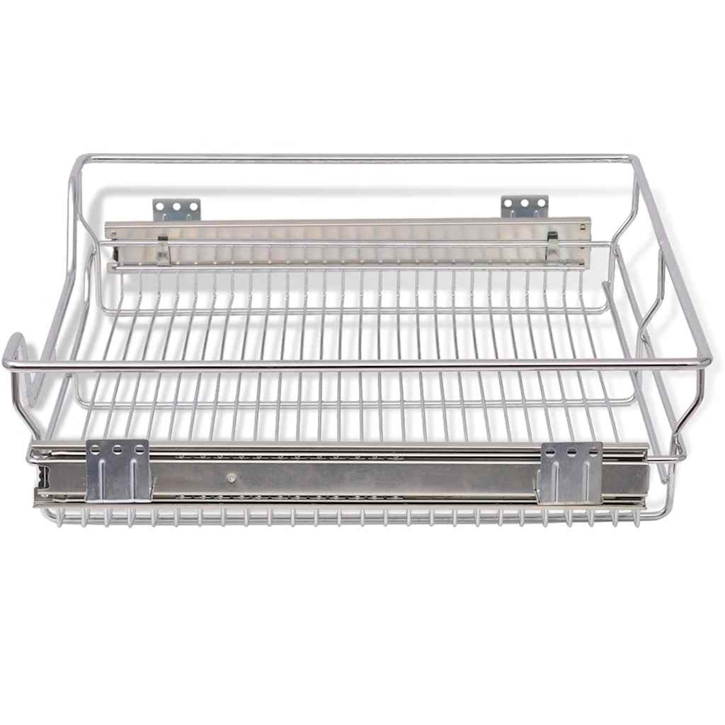 Küchen-Drahtkörbe 2 Stk. Ausziehbar Silbern 45 cm