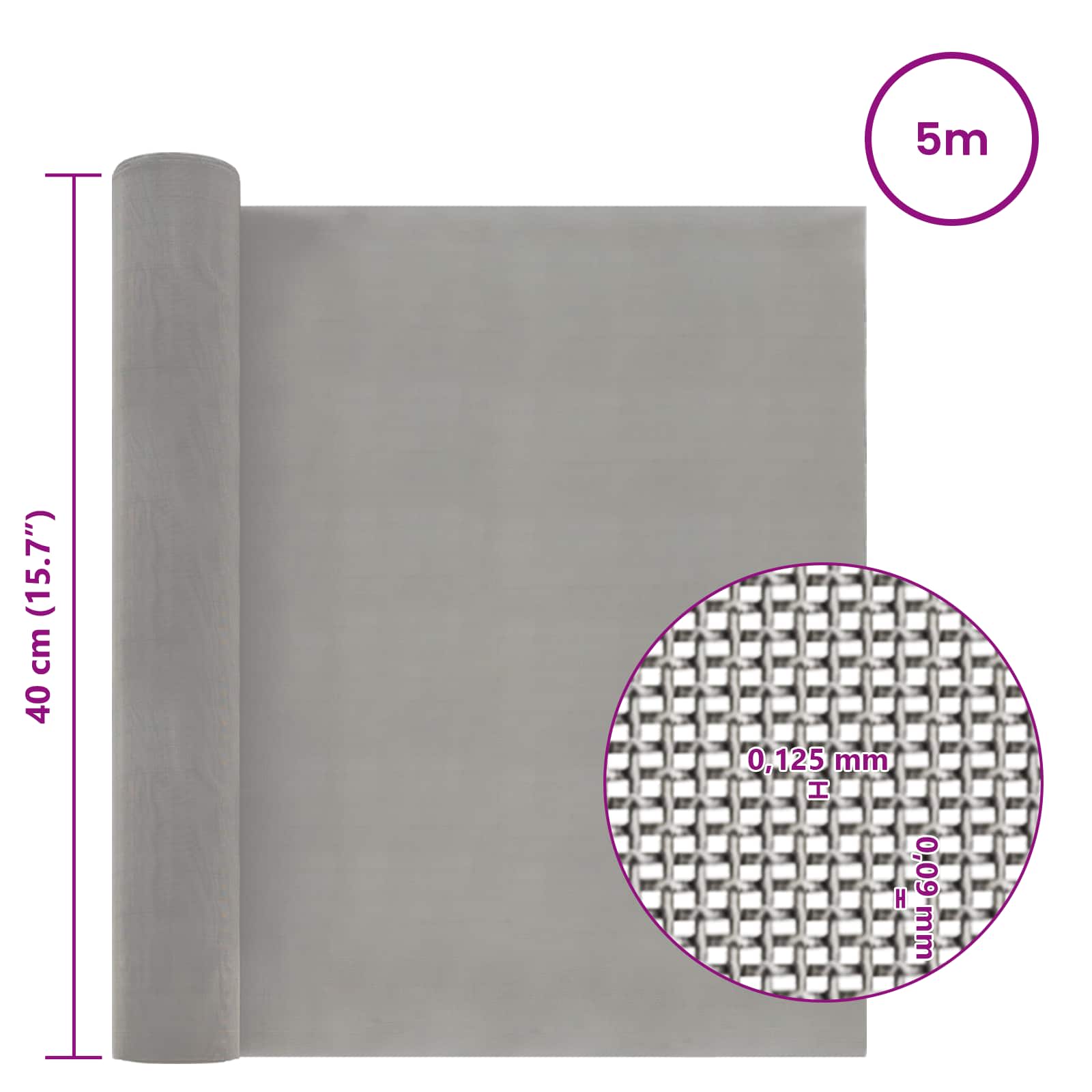 Mesh Bildschirm 20 x 500 cm 20 Mesh Edelstahl 201 Silber