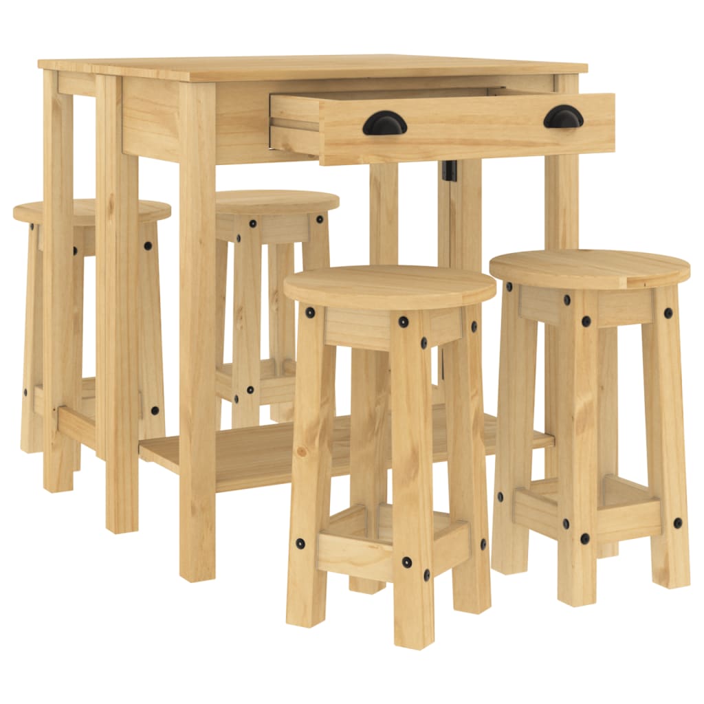 5-tlg. Bar-Set Weiß Massivholz Kiefer