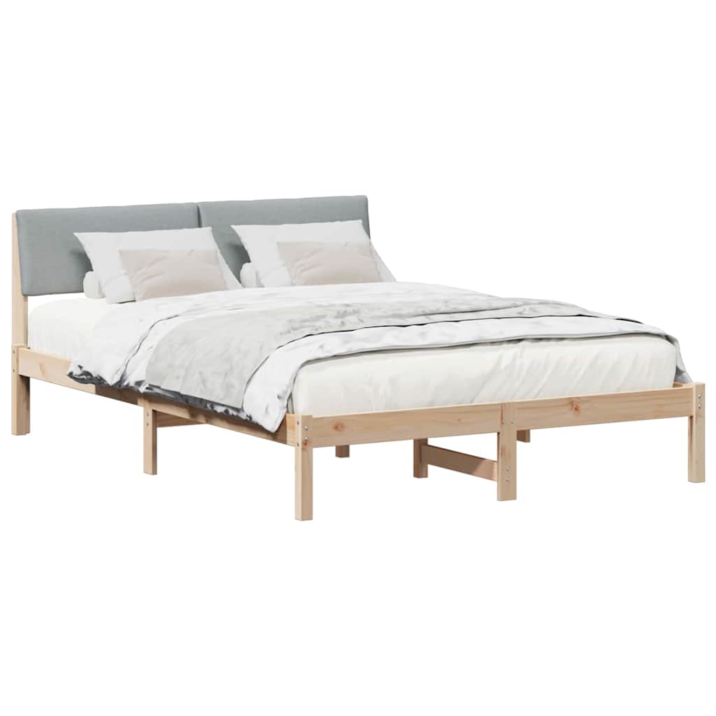 Bettgestell Braun und hellgrau 200 x 200 cm Massivholz Kiefer