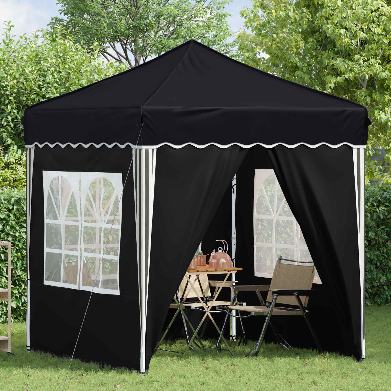 Pop-up Partyzelt 195 x 195 x 245 cm Creme Oxford-Stoff