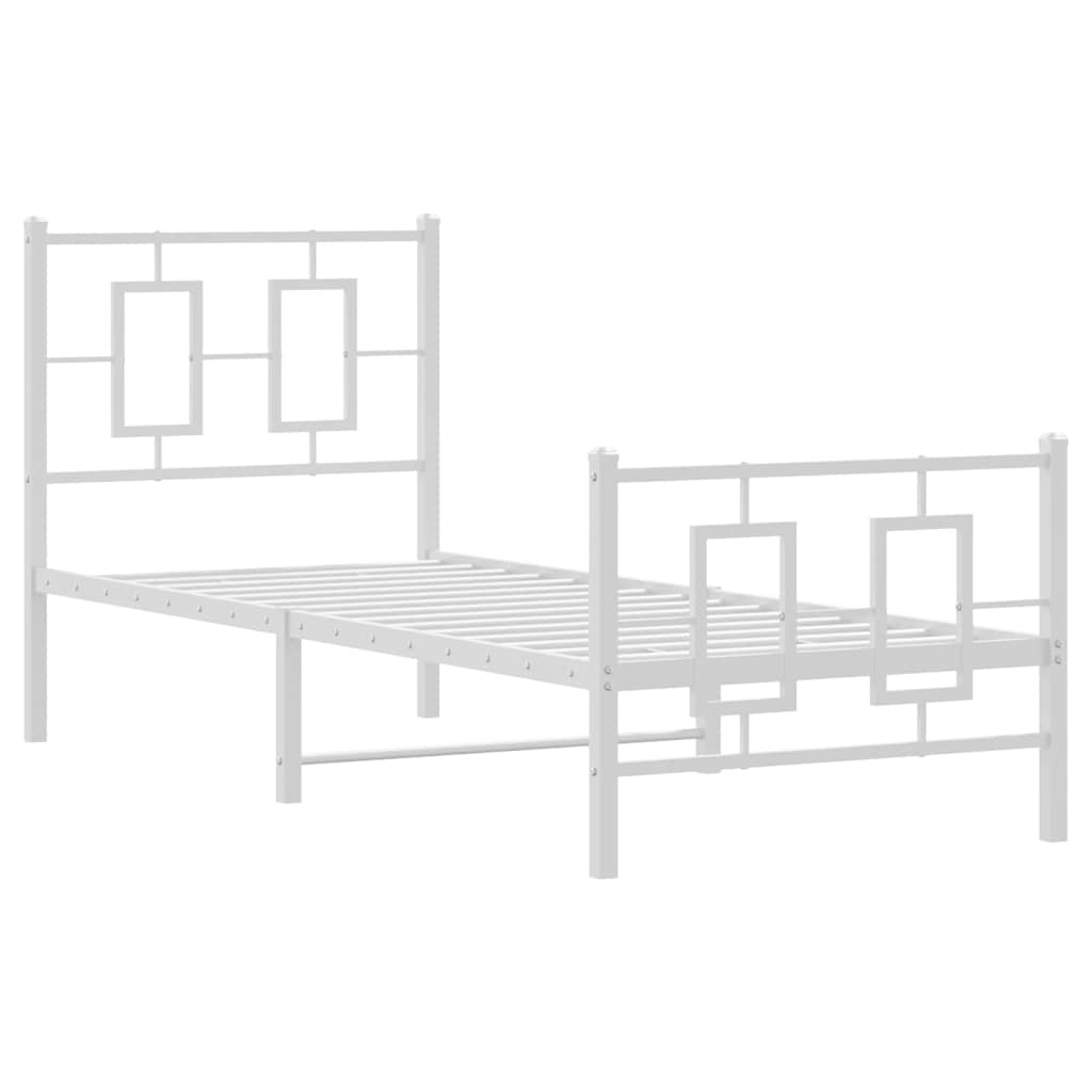 Bettgestell mit Kopf- und Fußteil Metall Weiß 180x200 cm