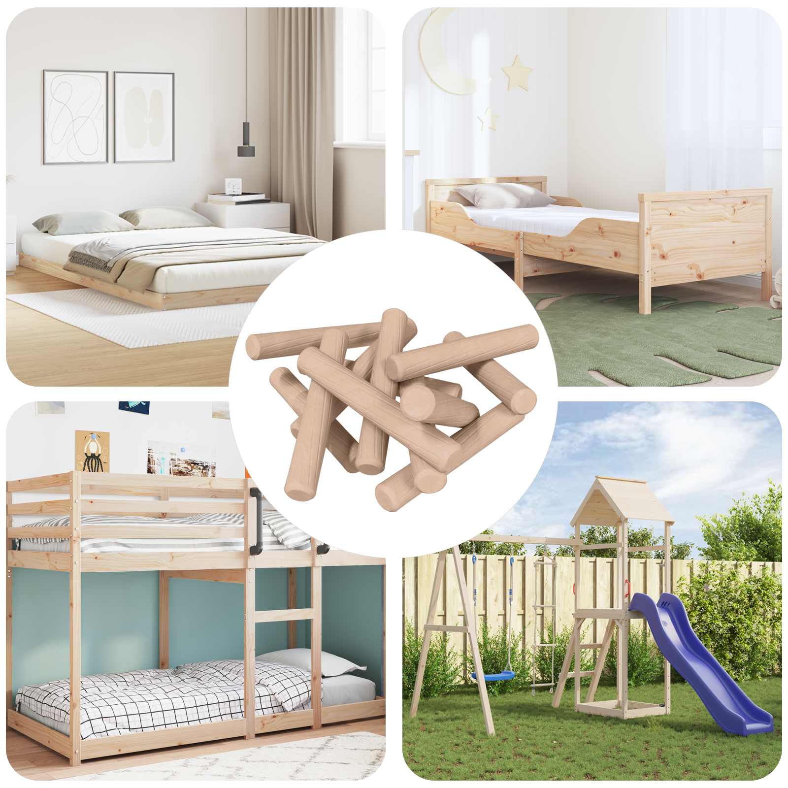 Holzdübel 2 pcs Natur Ø 6 x 40 mm Massivholz