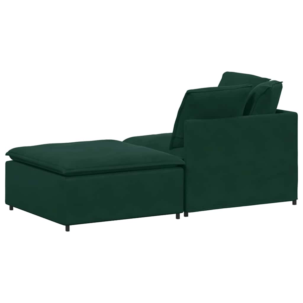 Modulares Sofa mit Fußhocker Kissen Samt Blau