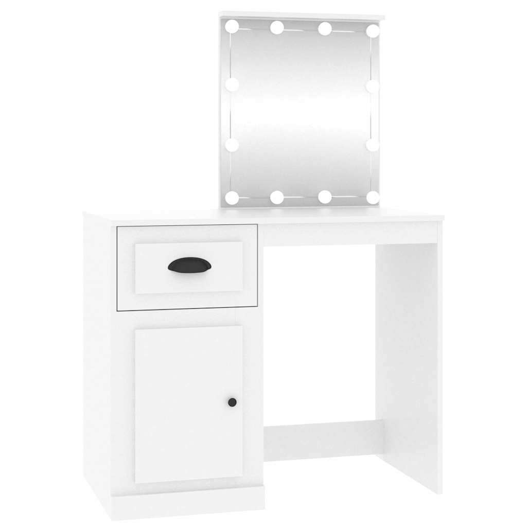 Schminktisch mit Spiegel Weiß 90x50x132,5 cm Holzwerkstoff