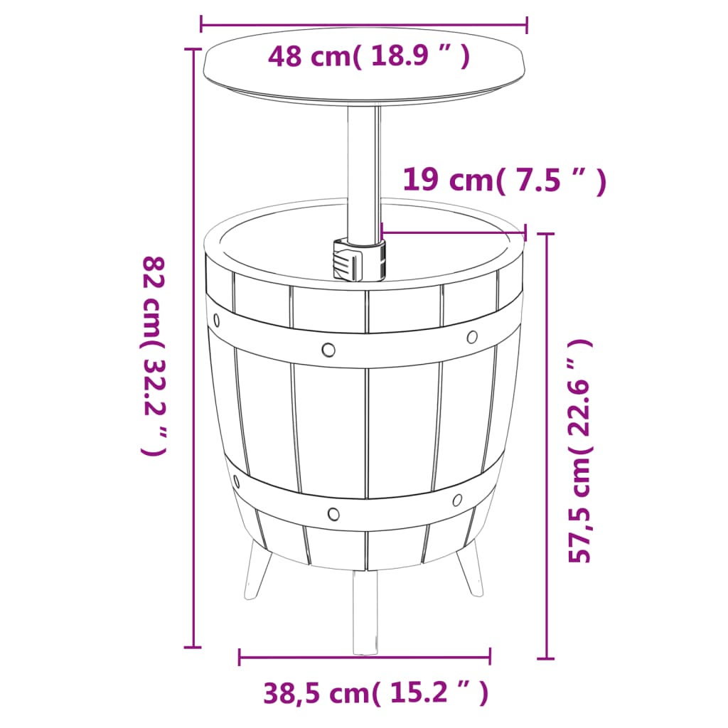 3-in-1 Tisch mit Eiskühler Schwarz Polypropylen