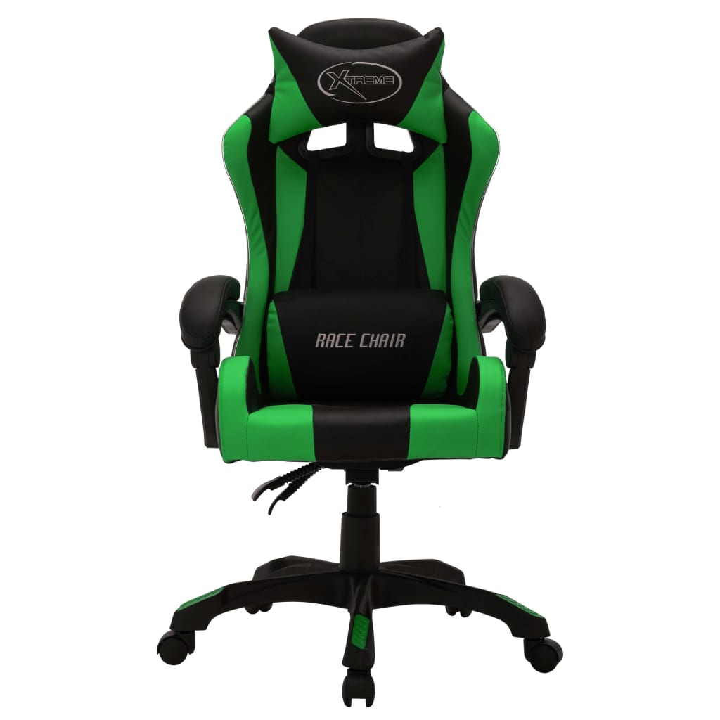 Gaming-Stuhl mit RGB LED-Leuchten Blau und Schwarz Kunstleder