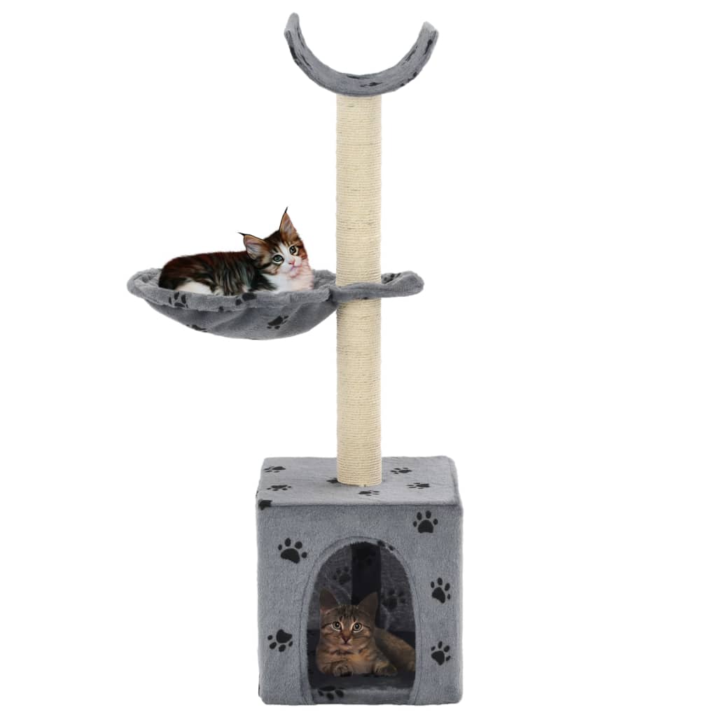 Katzen-Kratzbaum mit Sisal-Kratzsäulen 105 cm Grau