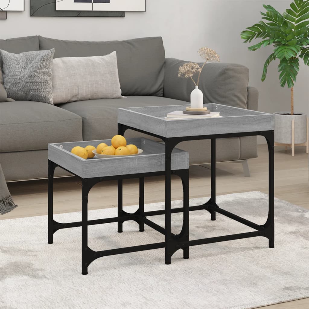 Beistelltische 2 Stk. Schwarz Holzwerkstoff