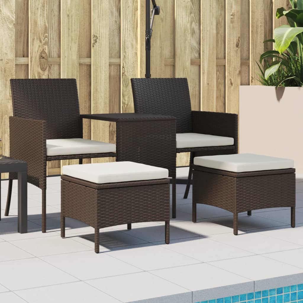 2-Sitzer-Gartensofa mit Teetisch und Hocker Poly Rattan Grau