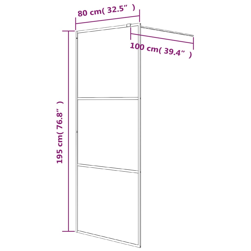 Duschwand für Begehbare Dusche Schwarz 100x195 cm ESG-Glas Klar