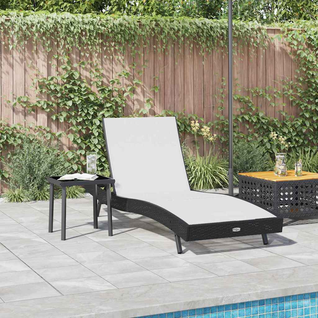 Sonnenliege 2 pcs Schwarz und Braun Poly-Rattan