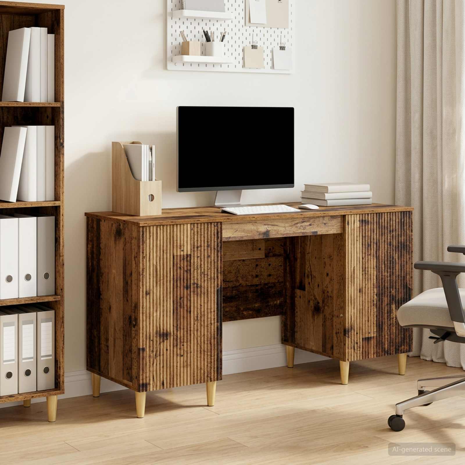 Schreibtisch mit Regal Schwarz 142,5 x 50 x 75 cm Holzwerkstoff