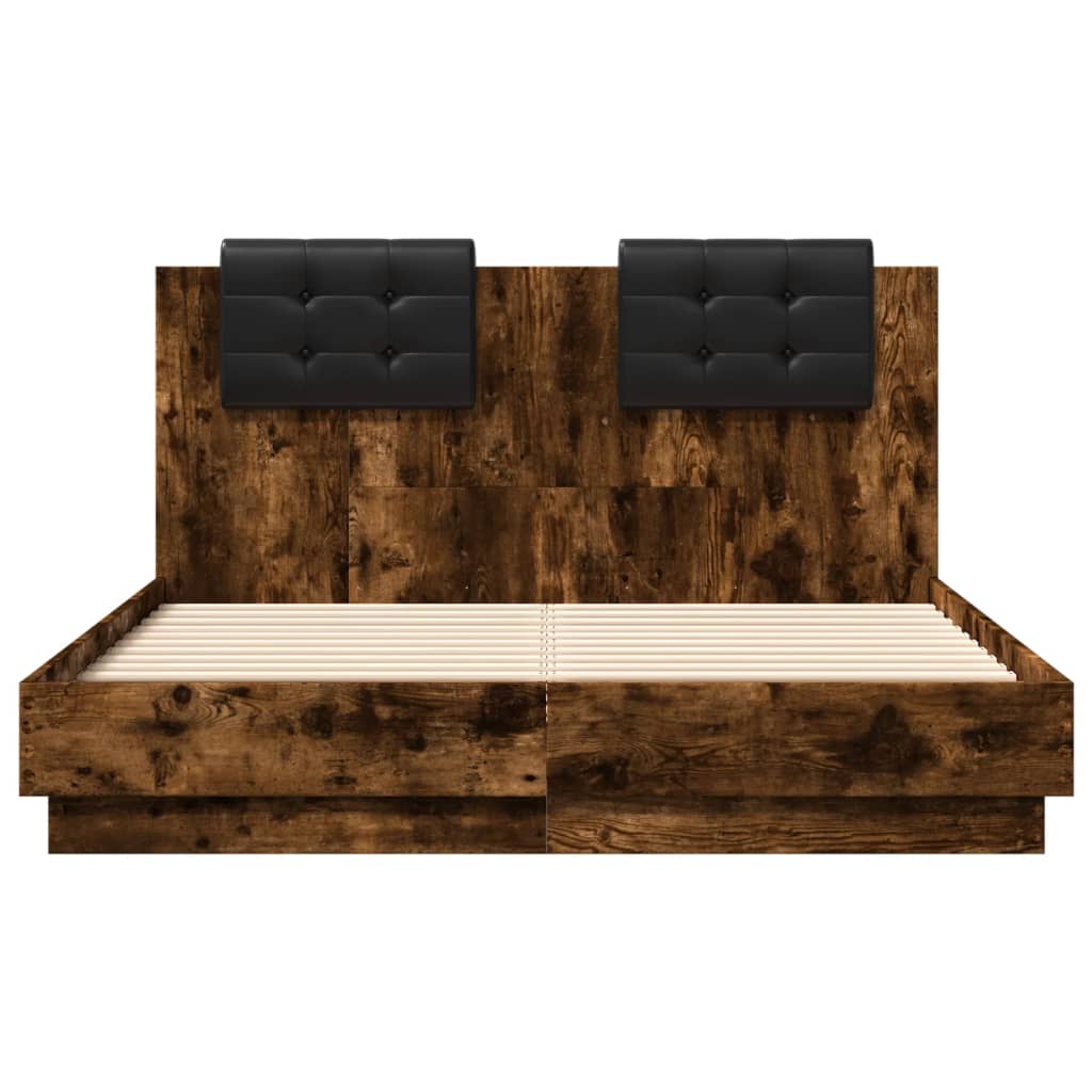 Bettgestell mit Kopfteil Grau Sonoma 180x200 cm Holzwerkstoff