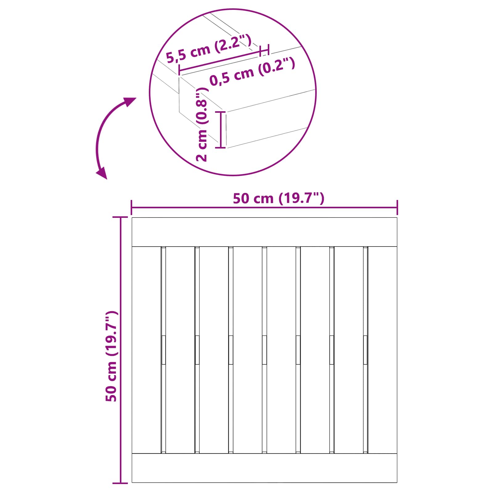 Badematte Uni Braun 60 x 40 cm Massives Akazienholz