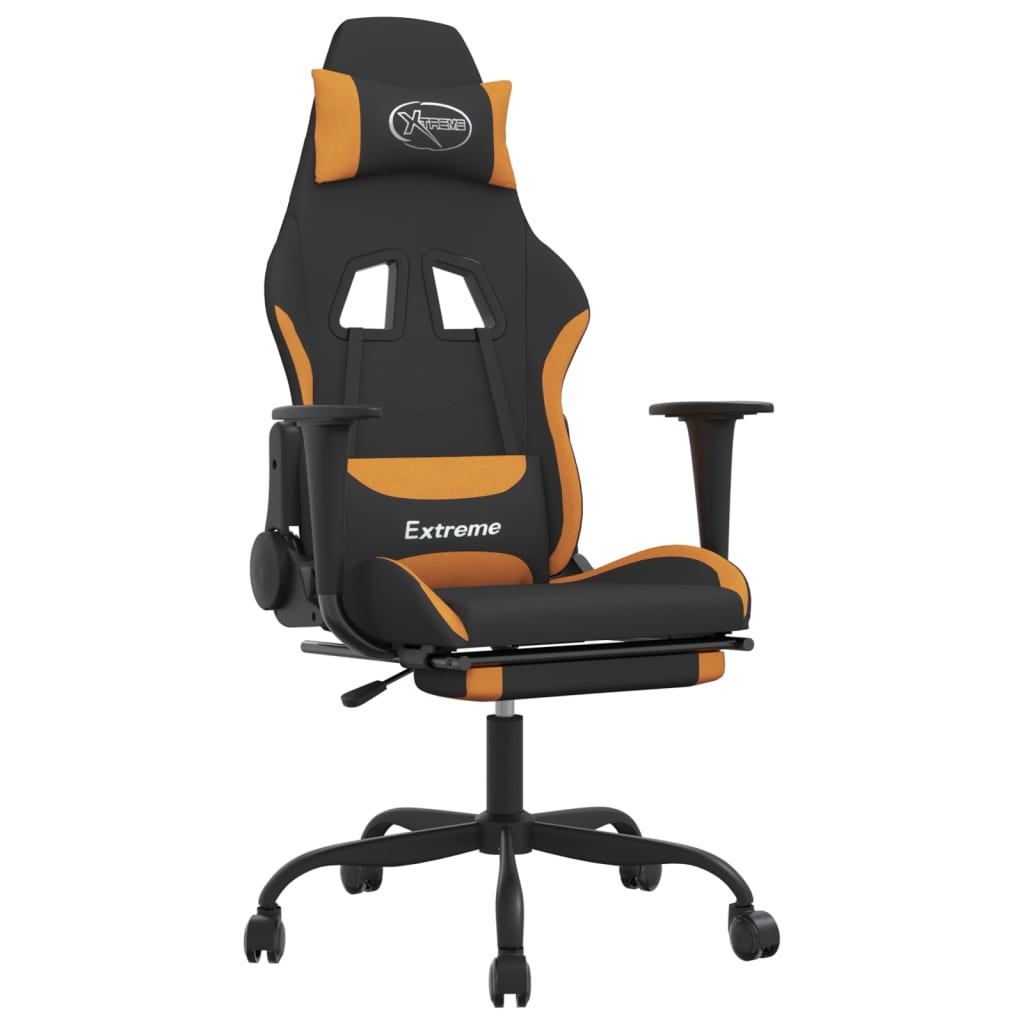 Gaming-Stuhl mit Massagefunktion Schwarz und Creme Stoff