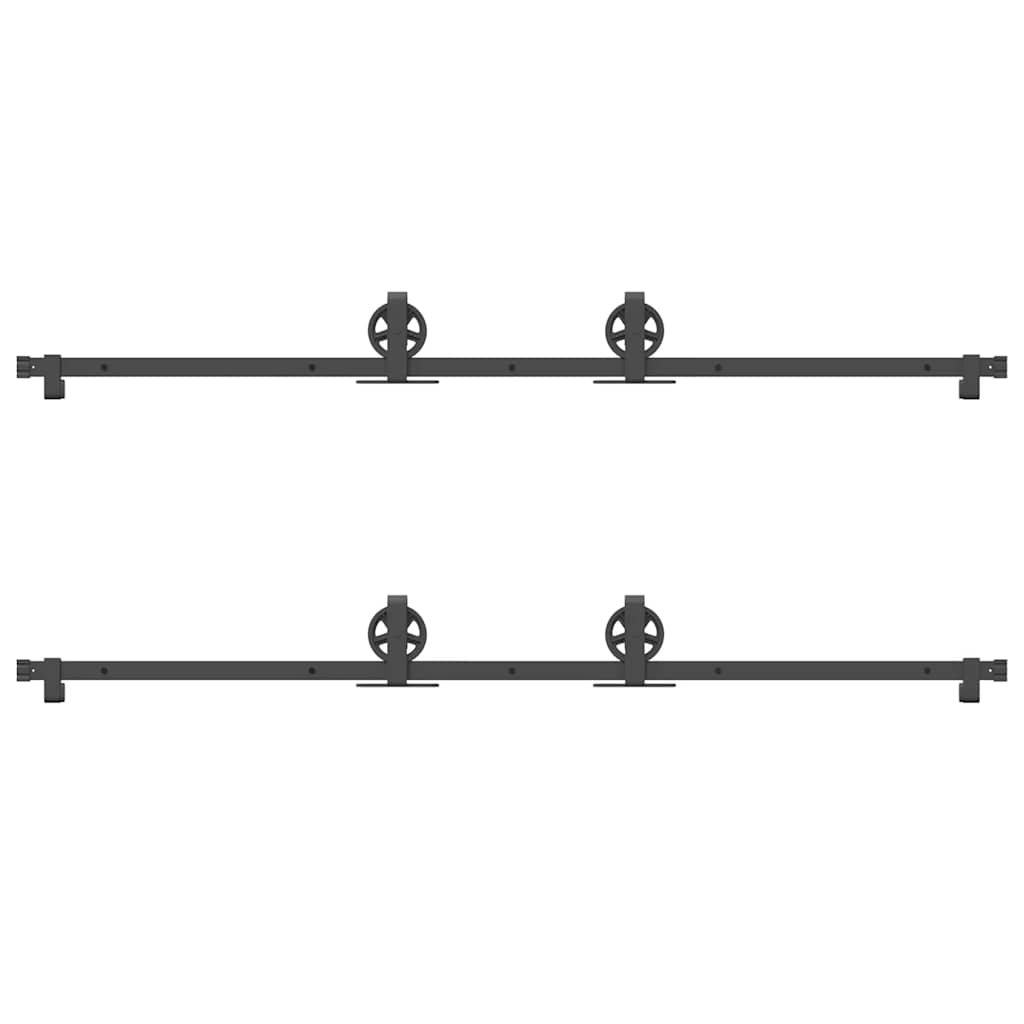 Schiebetürbeschlag-Set 366 cm Stahl Schwarz