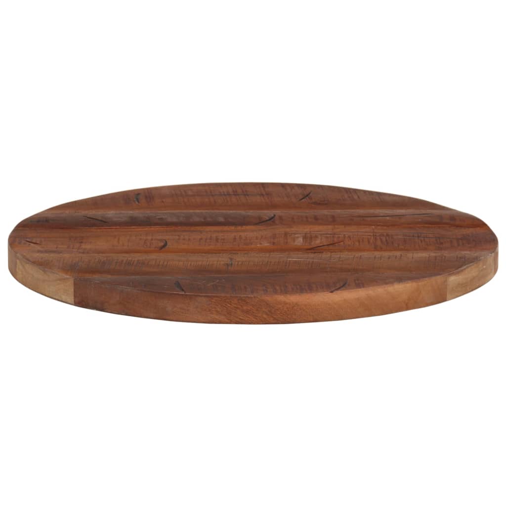 Tischplatte Ø 40x2,5 cm Rund Raues Massives Mangoholz