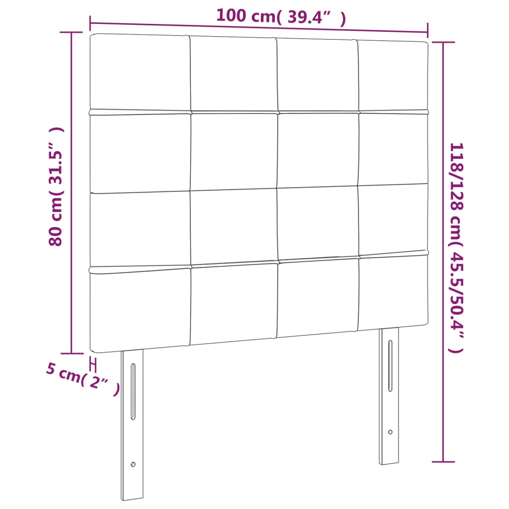 Kopfteil Hellgrau 80x5x118/128 cm Samt