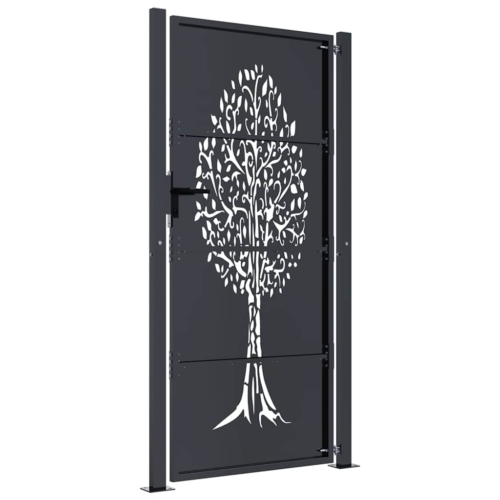 Gartentor Anthrazit 100x75 cm Stahl Baum-Design