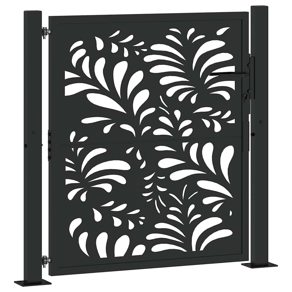 Gartentor Schwarz 100x100 cm Stahl Lichtdesign