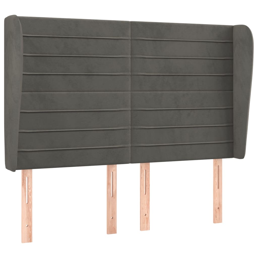 Kopfteil mit Ohren Dunkelblau 203x23x118/128 cm Samt