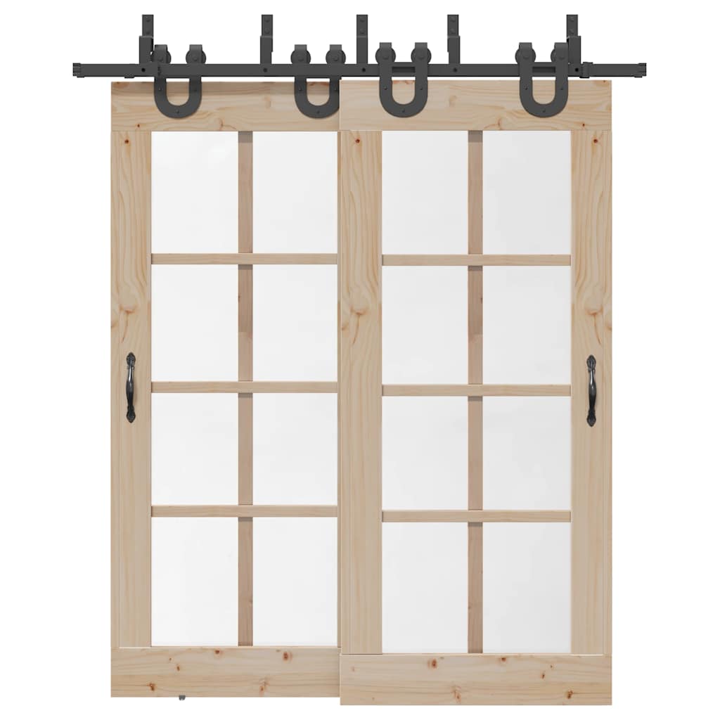 Schiebetürbeschlag-Set 183 cm Stahl Schwarz