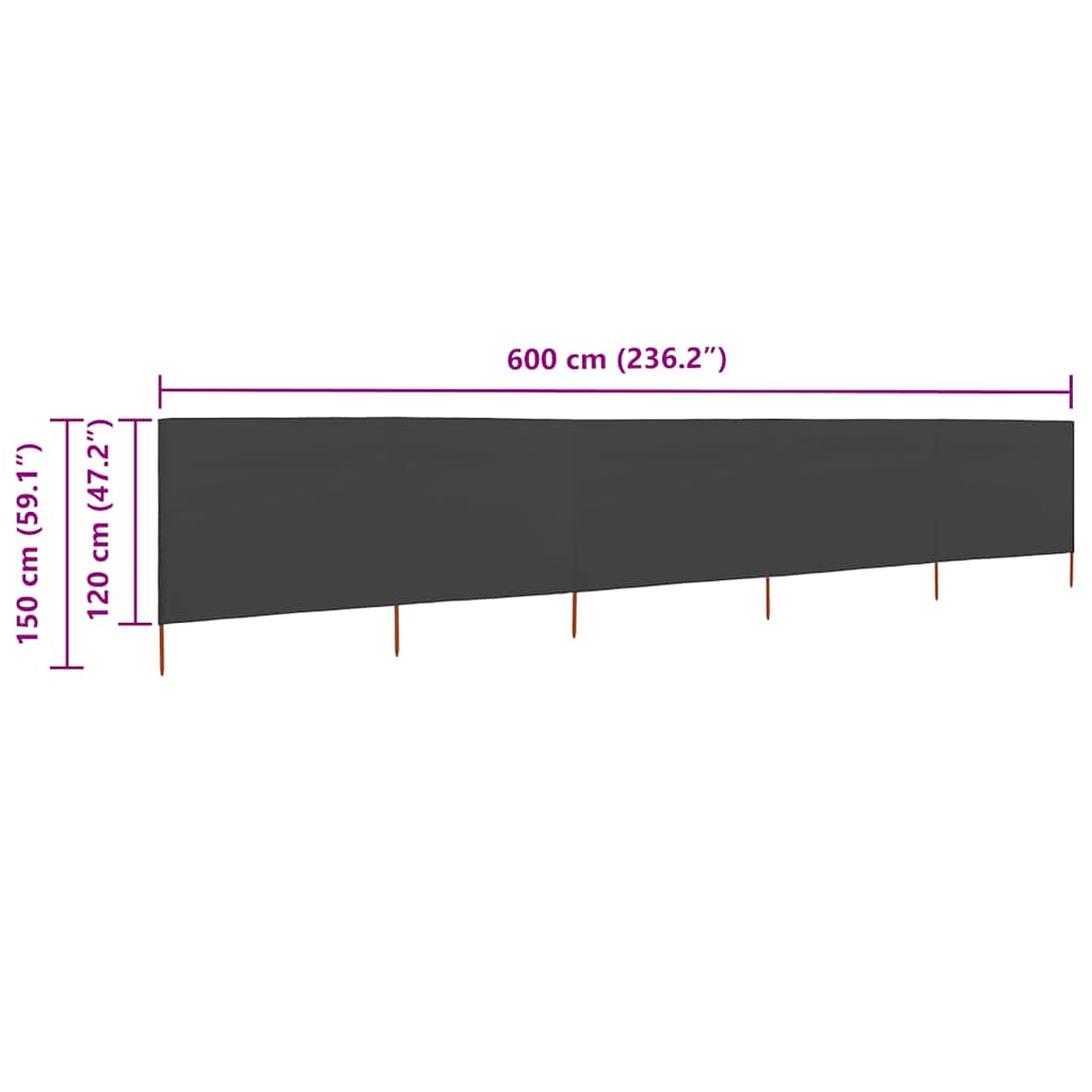 3-teiliges Windschutzgewebe 400 x 120 cm Weiß