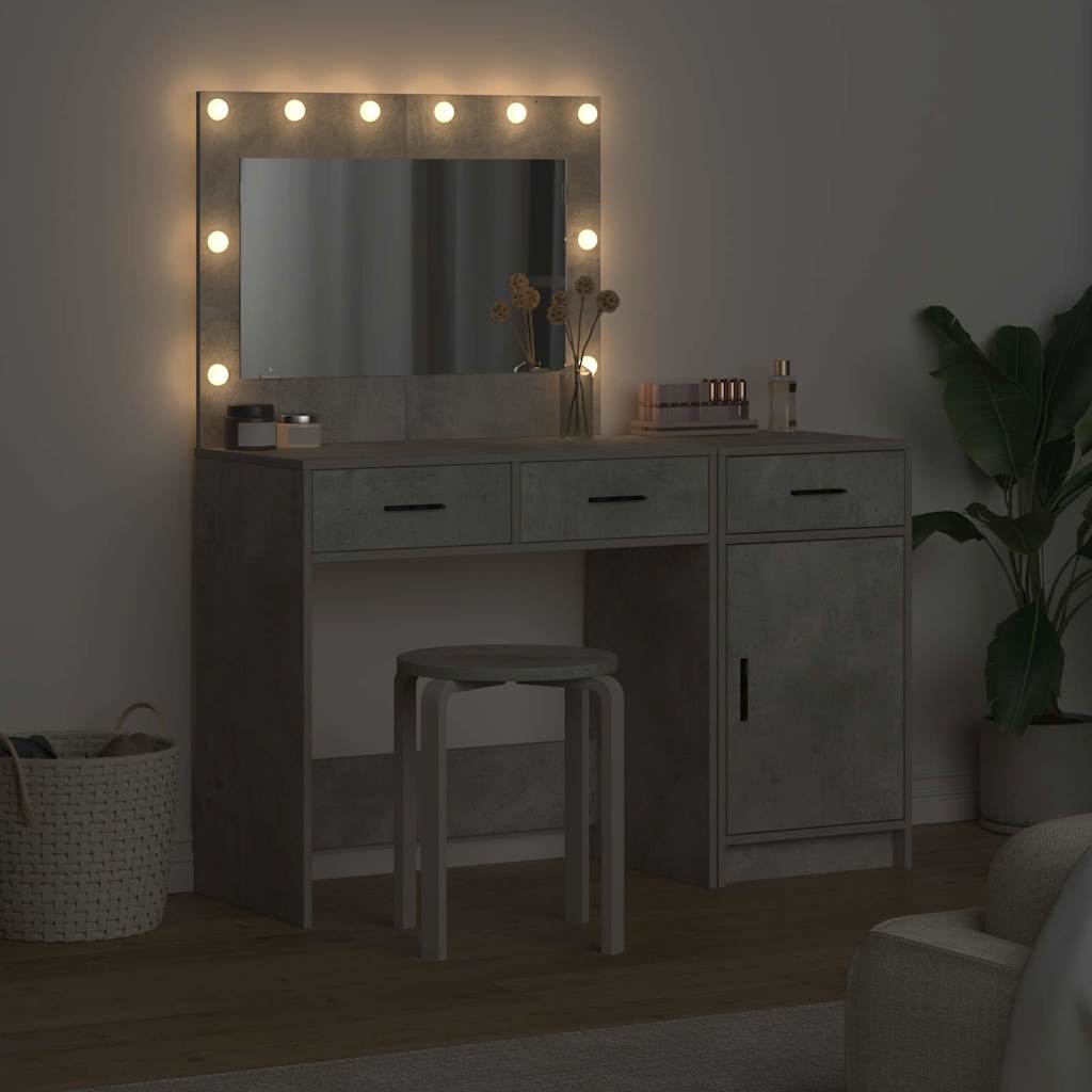 Schminktisch mit Spiegelbeleuchtung 2 pcs Weiß Holzwerkstoff
