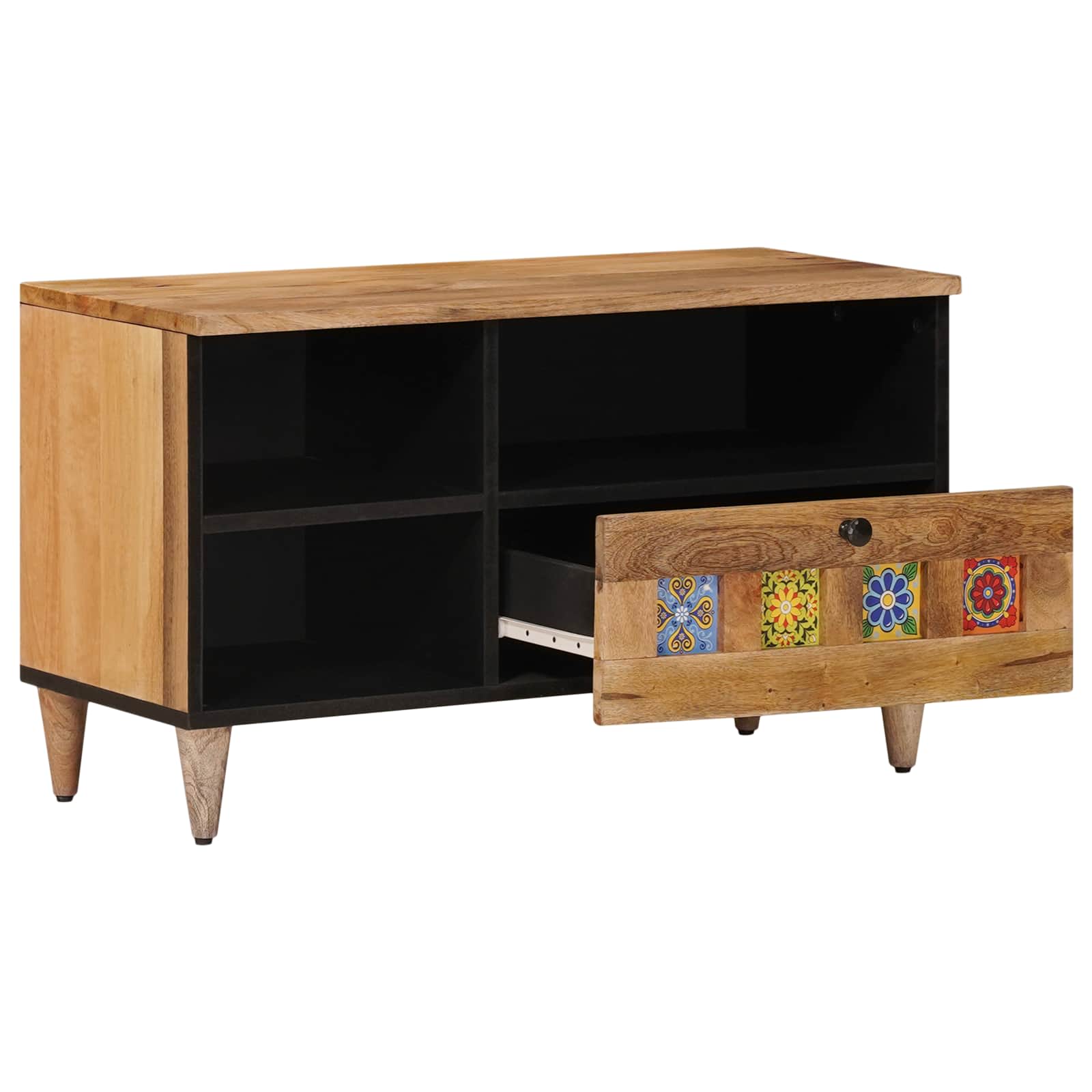 TV-Schränk mit Regal Walnuss 80 x 33 x 46 cm Massivholz Mango