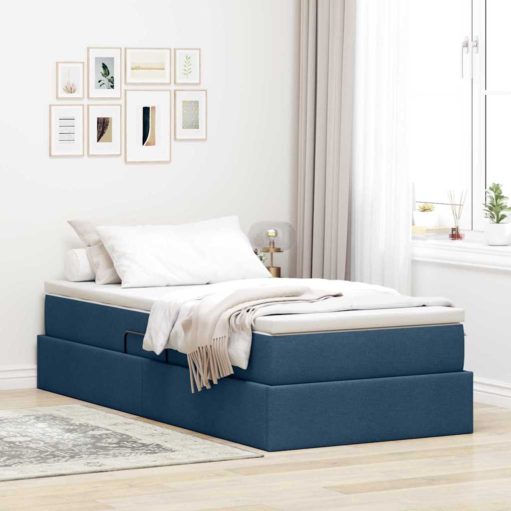 Aufbewahrungsbett mit Matratze Hellgrau 90 x 190 cm Polyester
