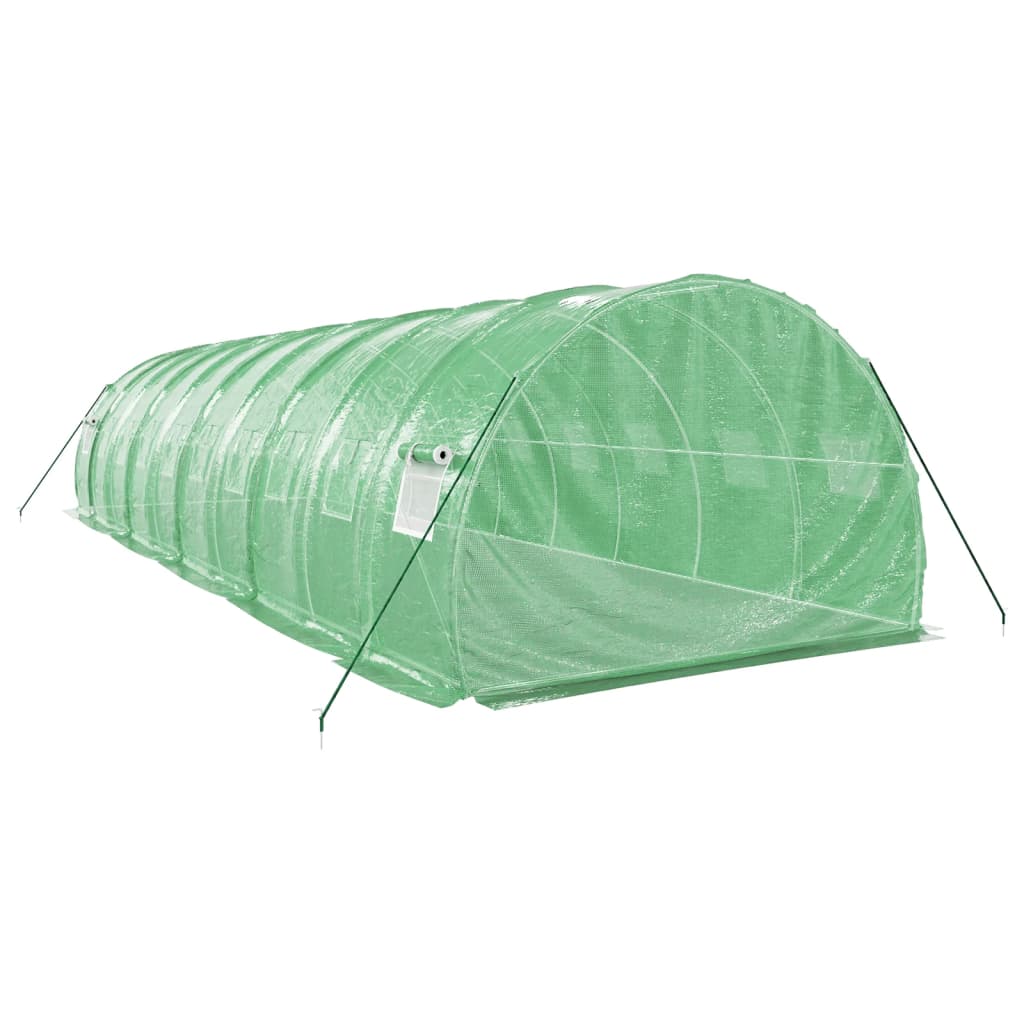 Gewächshaus mit Stahlrahmen Grün 48 m² 16x3x2 m