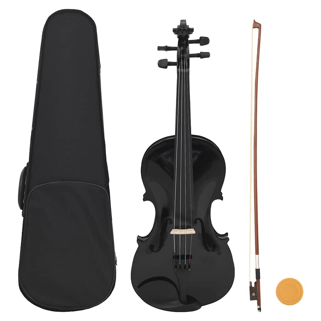 Violine Komplettset mit Bogen und Kinnhalter Dunkles Holz 4/4