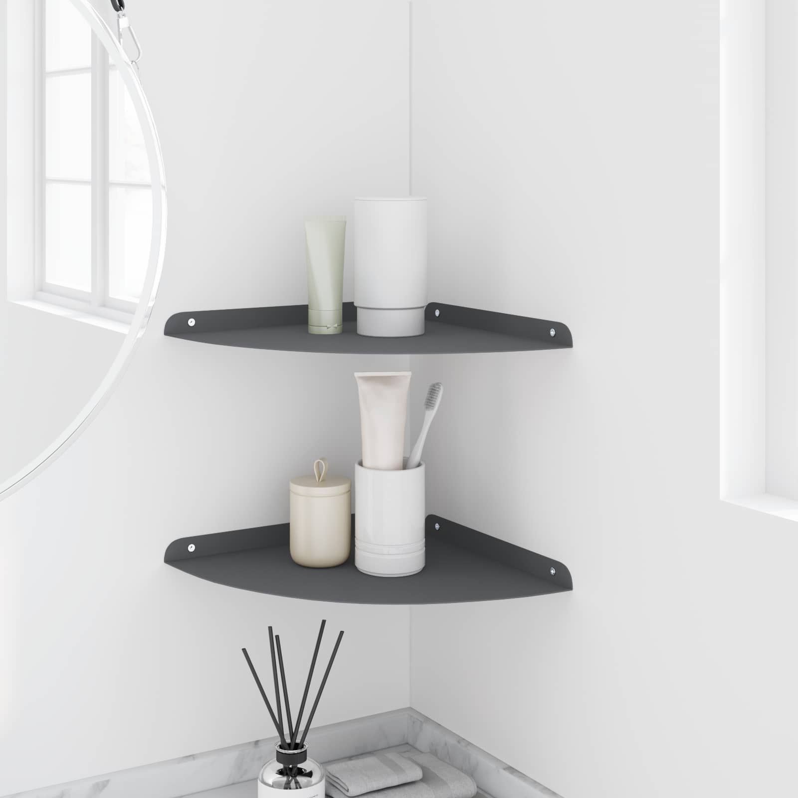 Schwebendes Regal mit Regal 2 pcs Schwarz 15 x 15 x 2 cm