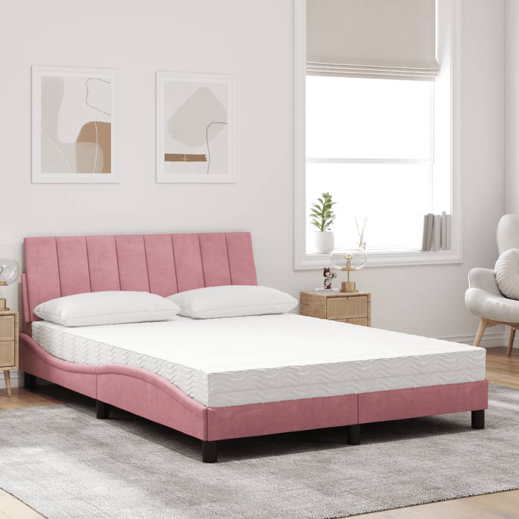 Bett mit Matratze "Hanko" Hellgrau 80x200 cm Samt