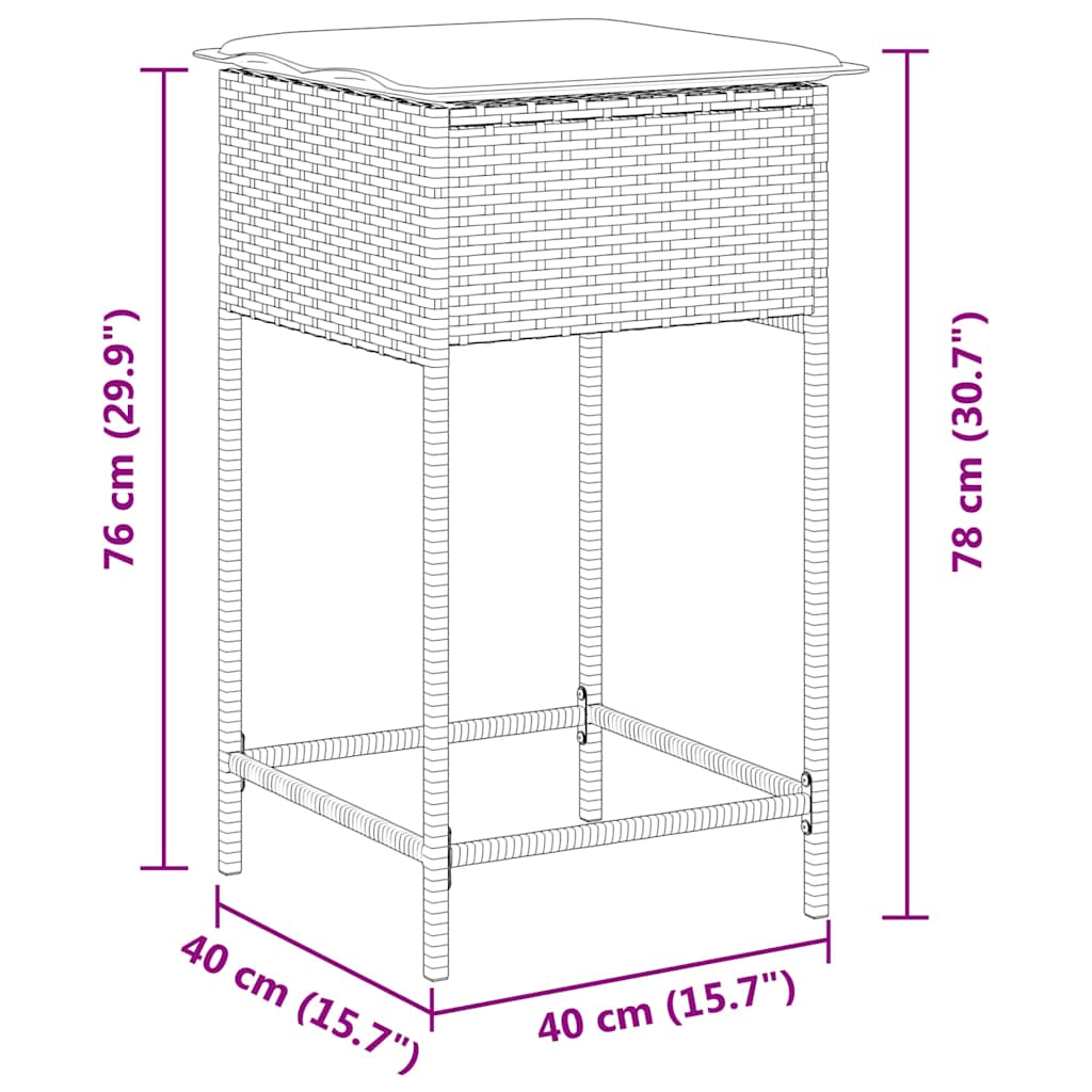 Garten-Barhocker mit Kissen 2 Stk. Schwarz Poly Rattan