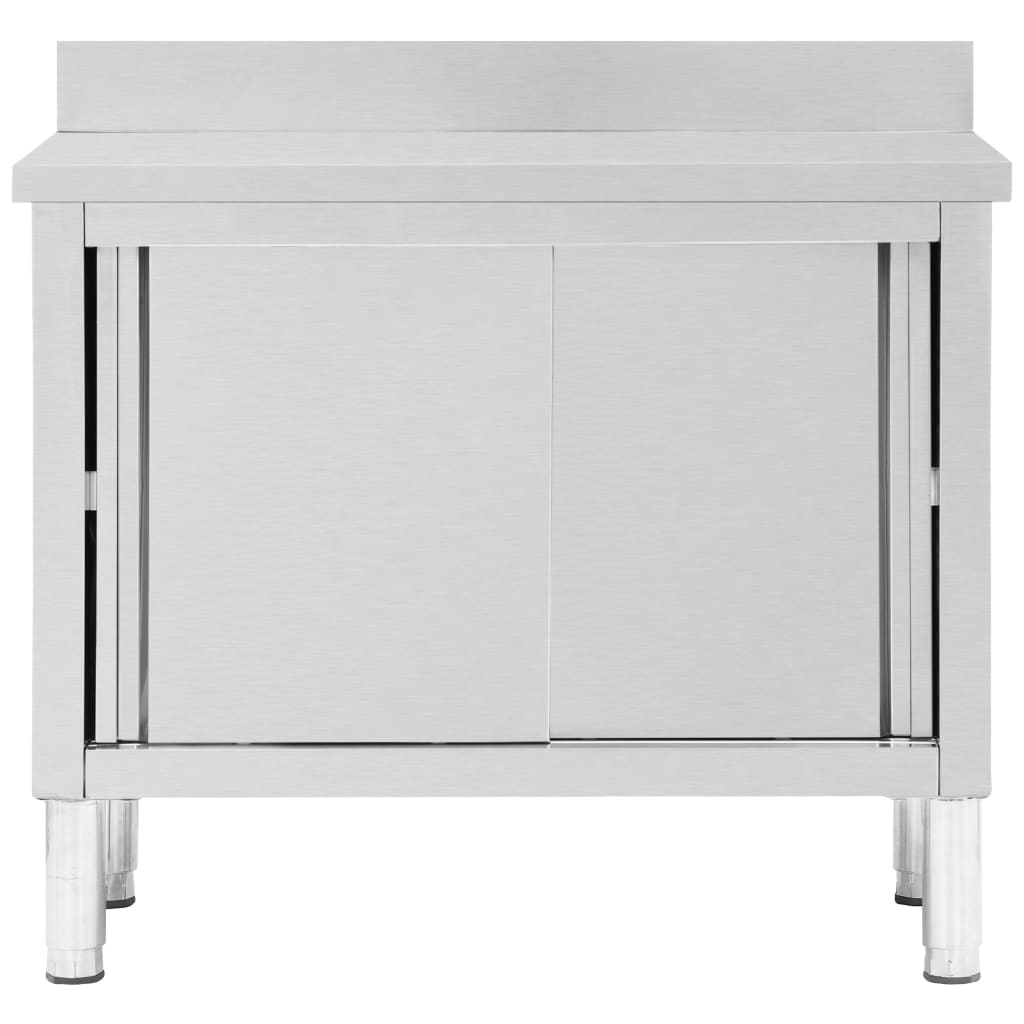 Arbeitsschränke mit Schiebetüren 2 Stk. 200x50x(95-97) cm Edelstahl