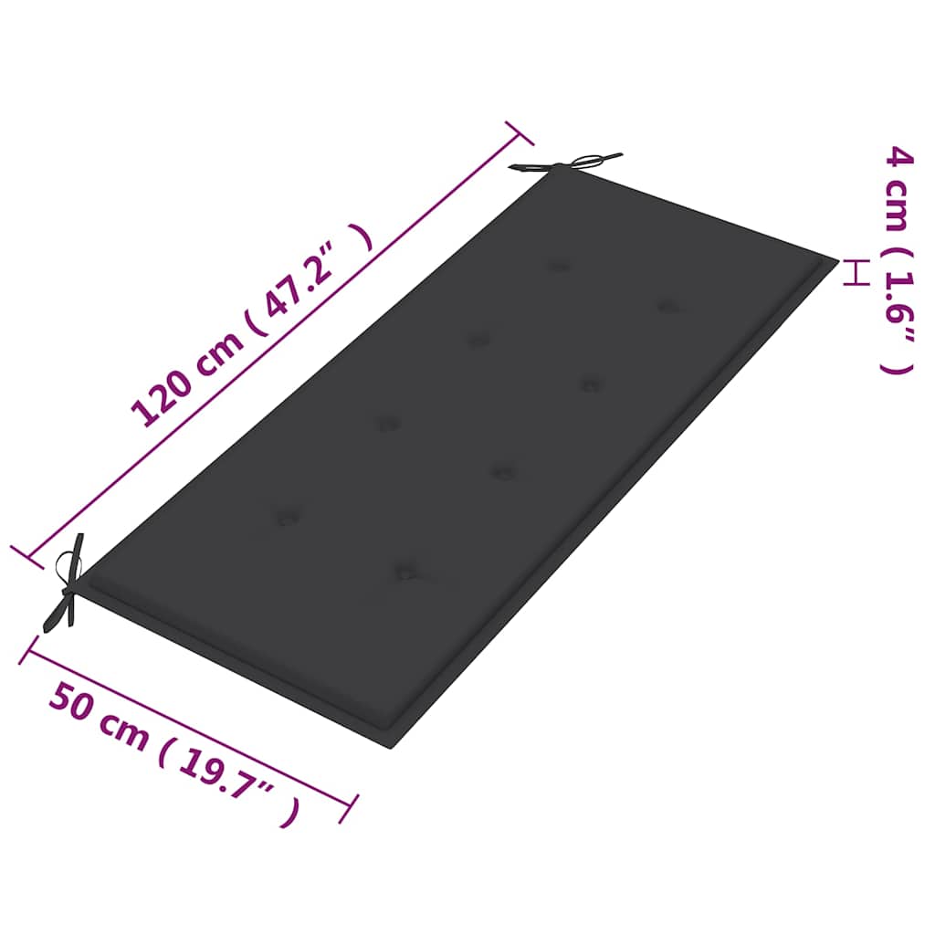 3-Sitzer-Gartenbank mit Auflage 150 cm Massivholz Eukalyptus