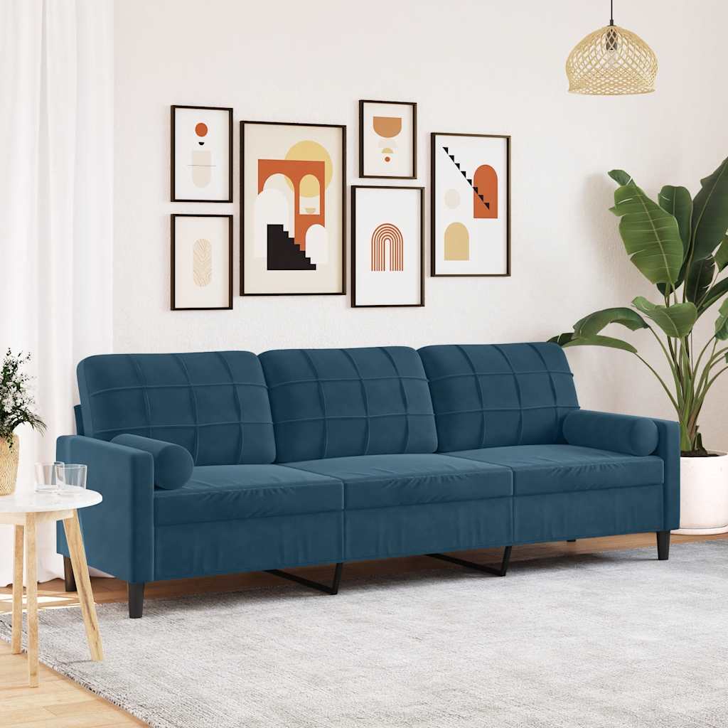 2-Sitzer-Sofa mit Zierkissen Hellgrau 120 cm Samt
