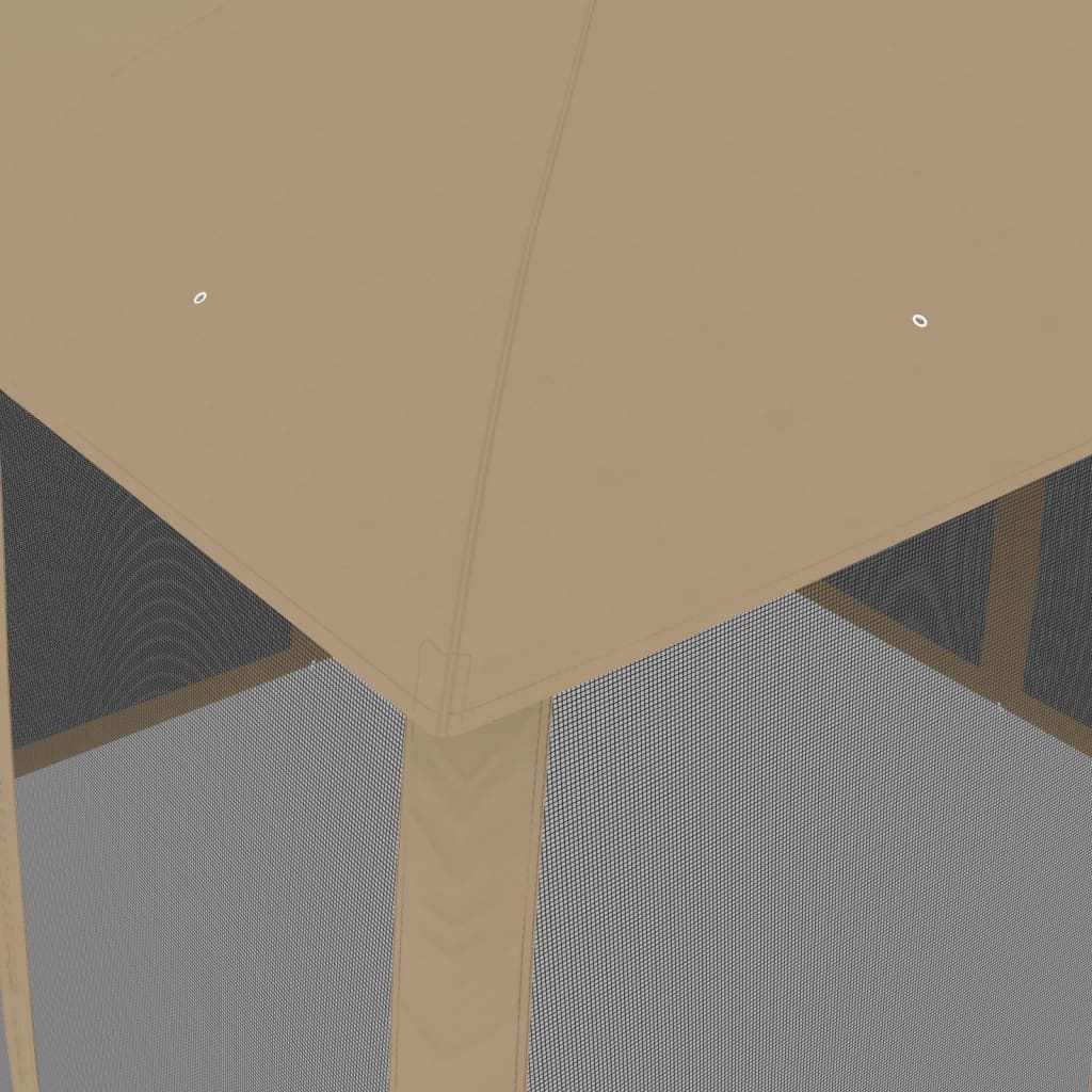 Pavillon mit Doppeldach & Netzwänden Creme 2,93x2,93 m Stahl