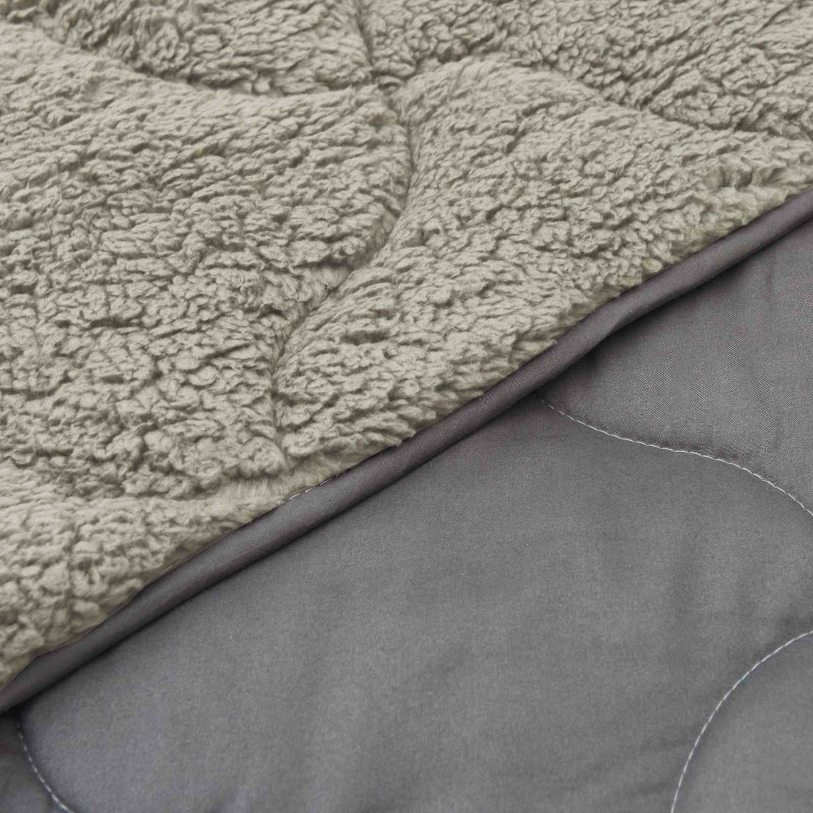 Sommerdecke Anthrazit 135 x 200 cm Mikrofaser und Teddy-Fleece
